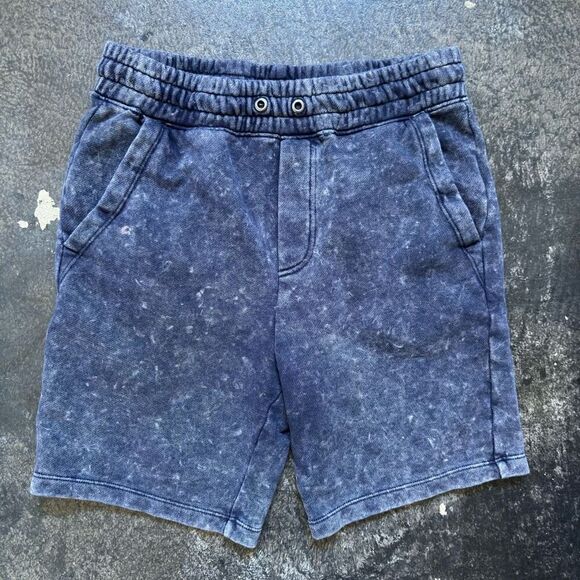 Gap Kids Pocketed Elastic Waist Sweat Shorts Navy Blue Acid Washed Size 14-16 - Picture 1 of 9